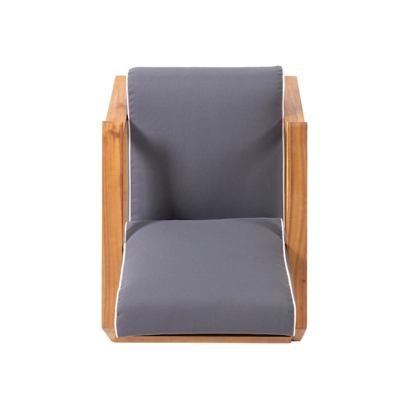 Acacia Wood Adirondack Club Chair with Cushion Contemporary Design