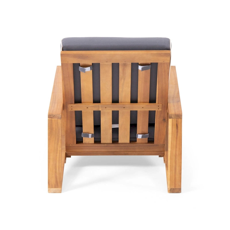 Acacia Wood Adirondack Club Chair with Cushion Contemporary Design