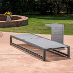 2-Piece Aluminum Chaise Lounge Set Gray Mesh Armless with C-Shaped Table