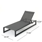 2-Piece Aluminum Chaise Lounge Set Gray Mesh Armless with C-Shaped Table