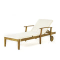 Perla Outdoor Acacia Wood Chaise Lounge with Cushion by Christopher Knight Home