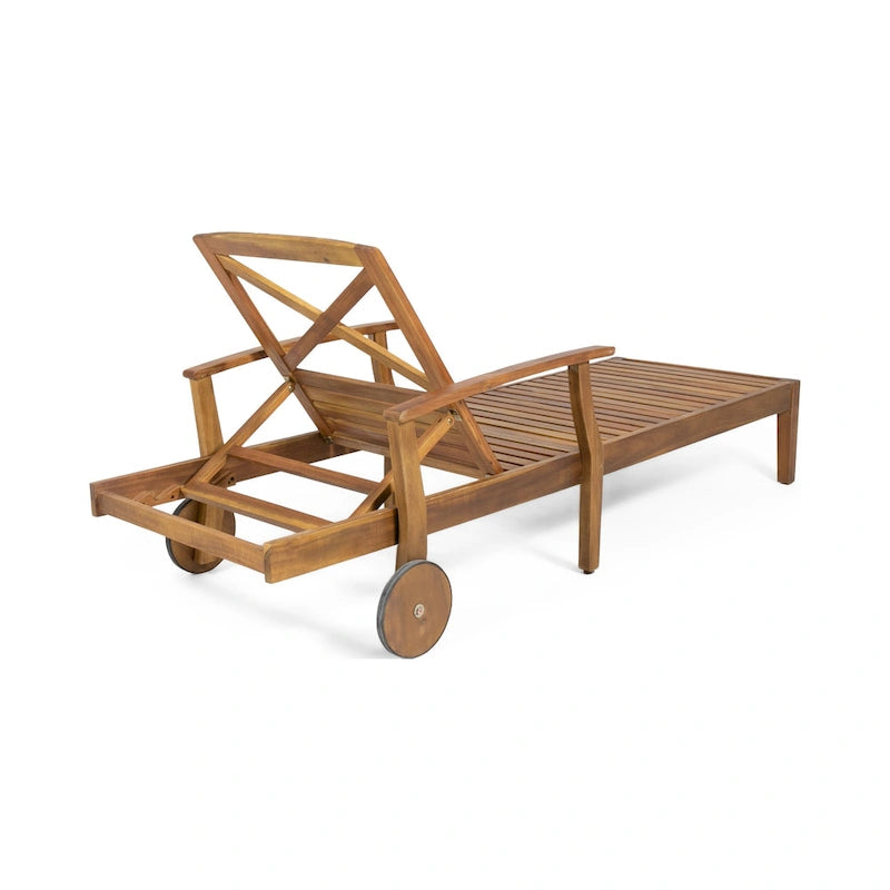 Perla Outdoor Acacia Wood Chaise Lounge with Cushion by Christopher Knight Home