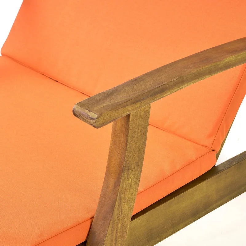 Perla Outdoor Acacia Wood Chaise Lounge with Cushion by Christopher Knight Home