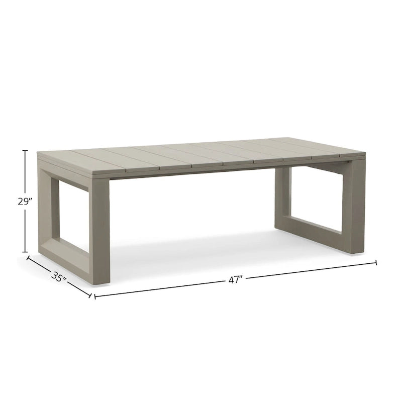Aluminum Patio Cocktail Table Dark Gray Plank Design with Adjustable Levelers
