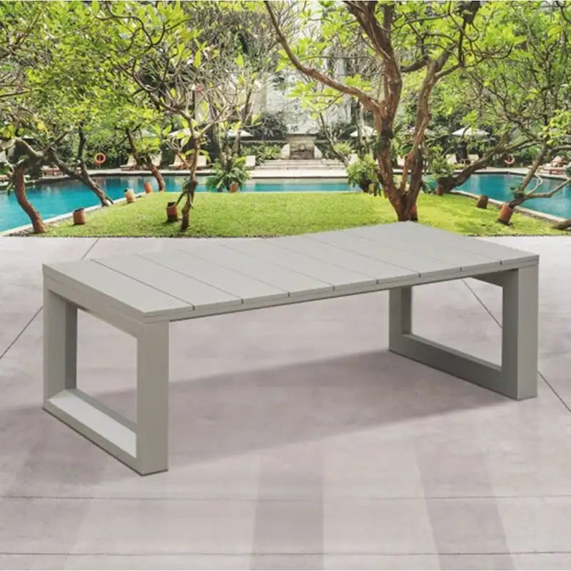 Aluminum Patio Cocktail Table Dark Gray Plank Design with Adjustable Levelers
