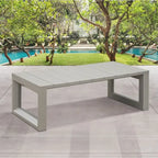 Aluminum Patio Cocktail Table Dark Gray Plank Design with Adjustable Levelers