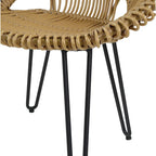 3-Piece Wicker Bistro Set Black Aluminum Frame 2 Round Chairs 1 Table