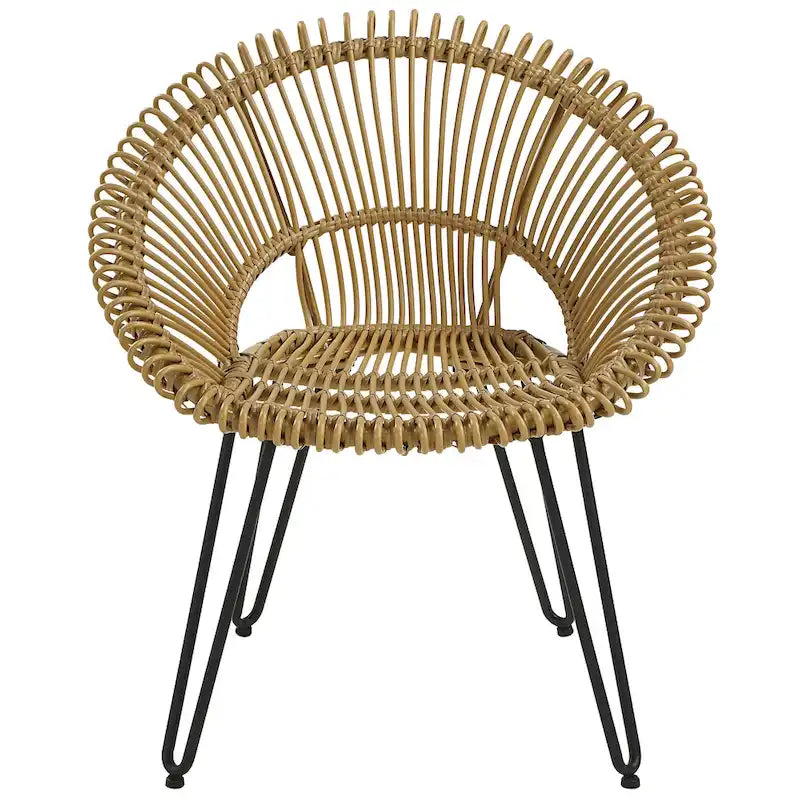 3-Piece Wicker Bistro Set Black Aluminum Frame 2 Round Chairs 1 Table