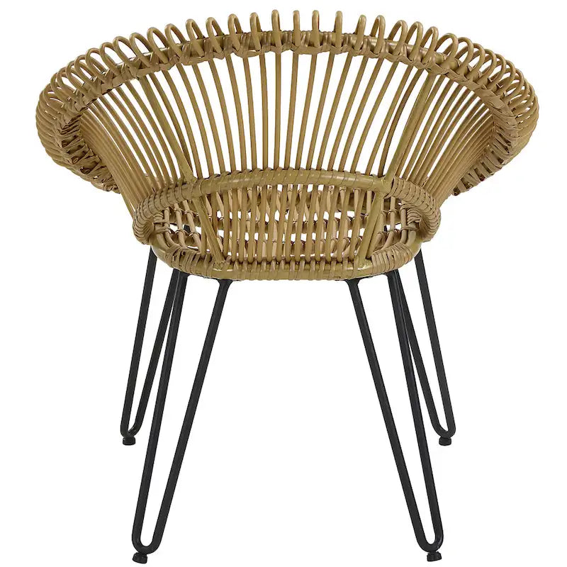 3-Piece Wicker Bistro Set Black Aluminum Frame 2 Round Chairs 1 Table