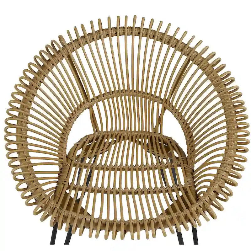3-Piece Wicker Bistro Set Black Aluminum Frame 2 Round Chairs 1 Table
