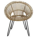 3-Piece Wicker Bistro Set Black Aluminum Frame 2 Round Chairs 1 Table