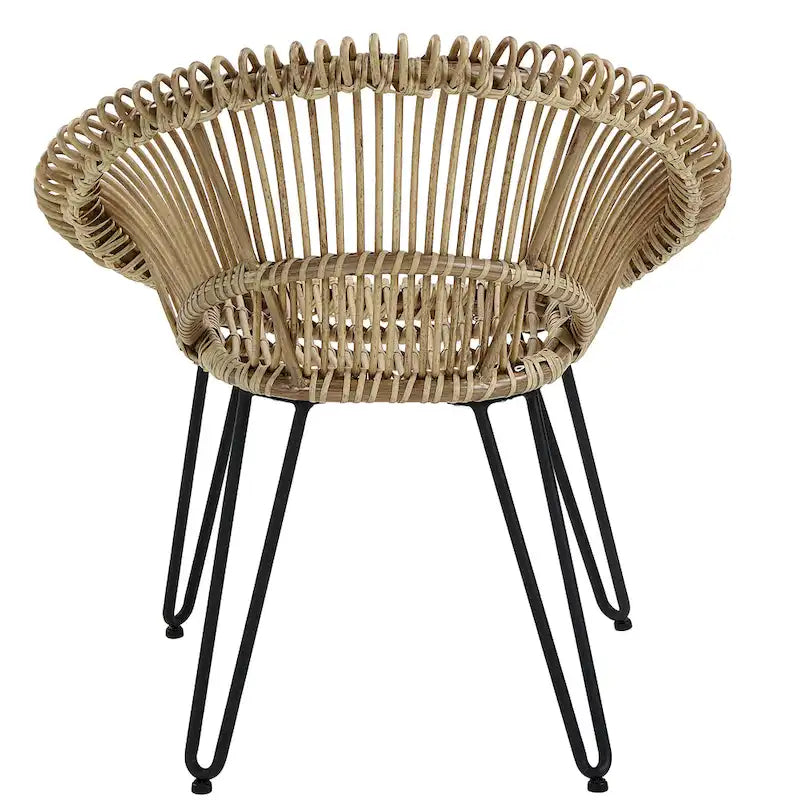 3-Piece Wicker Bistro Set Black Aluminum Frame 2 Round Chairs 1 Table