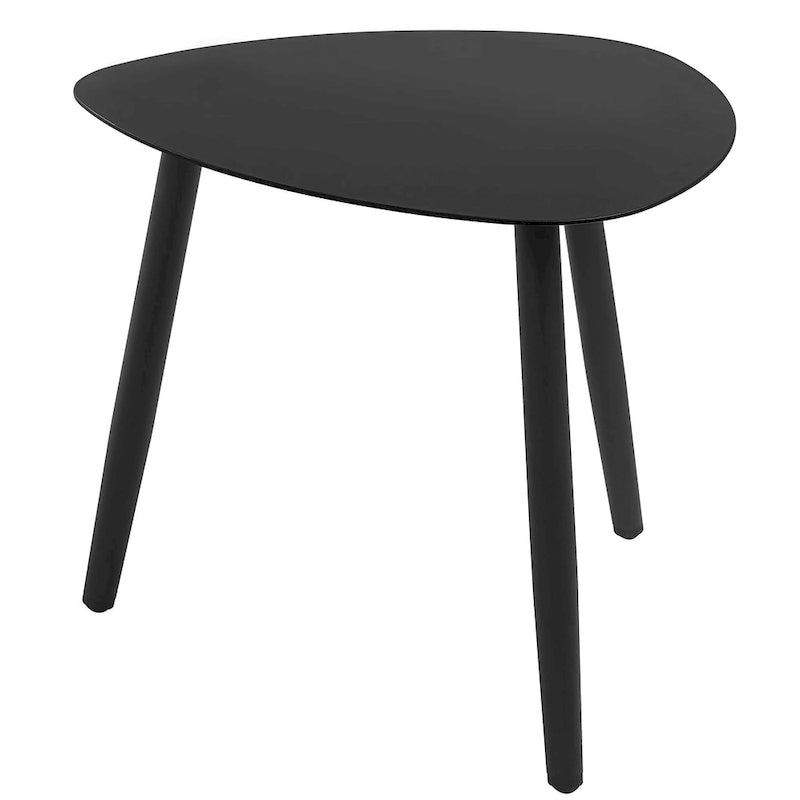 3-Piece Wicker Bistro Set Black Aluminum Frame 2 Round Chairs 1 Table