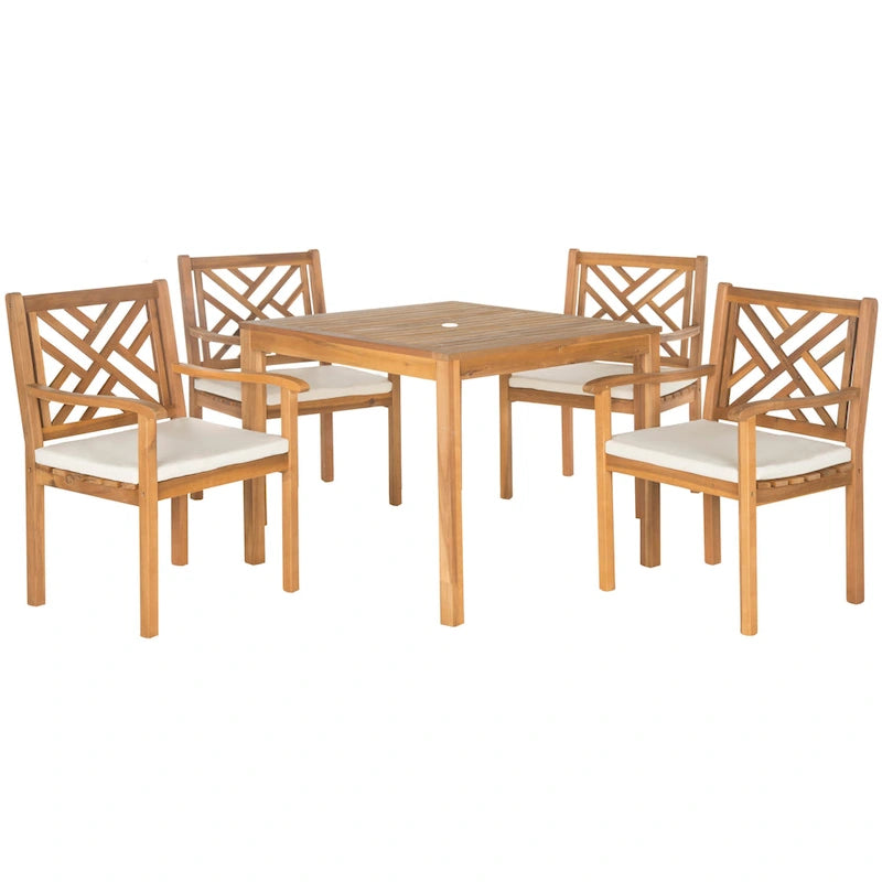 SAFAVIEH Outdoor Mali Acacia Wood 5-Piece Dining Set - 35Wx35Dx30H