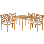 SAFAVIEH Outdoor Mali Acacia Wood 5-Piece Dining Set - 35Wx35Dx30H