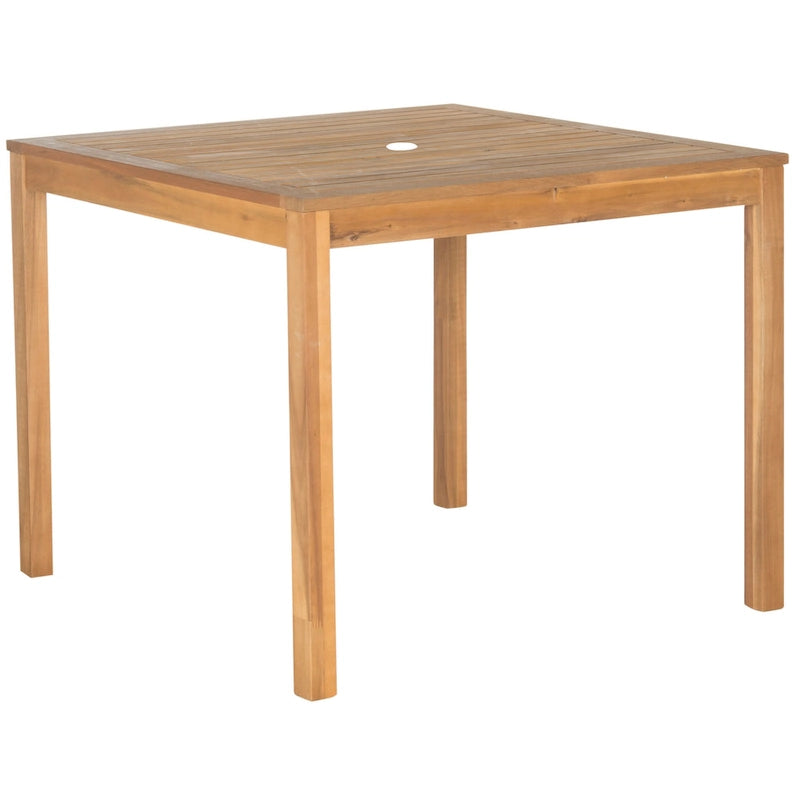 5-Piece Acacia Wood Dining Set for 4 People 4 Armchairs with Beige Cushions