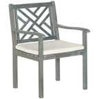 5-Piece Acacia Wood Dining Set for 4 People 4 Armchairs with Beige Cushions