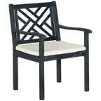 5-Piece Acacia Wood Dining Set for 4 People 4 Armchairs with Beige Cushions