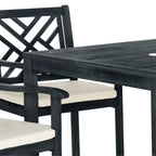 5-Piece Acacia Wood Dining Set for 4 People 4 Armchairs with Beige Cushions