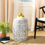 SAFAVIEH Paradise Chrissoula Scrolls White Ceramic Decorative Garden Stool