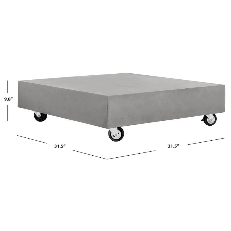 Square Concrete Coffee Table Modern with Casters 31.5x31.5 inches