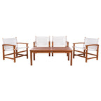 5-Piece Eucalyptus Wood Patio Dining Set for 4 People 4 Armchairs 1 Table