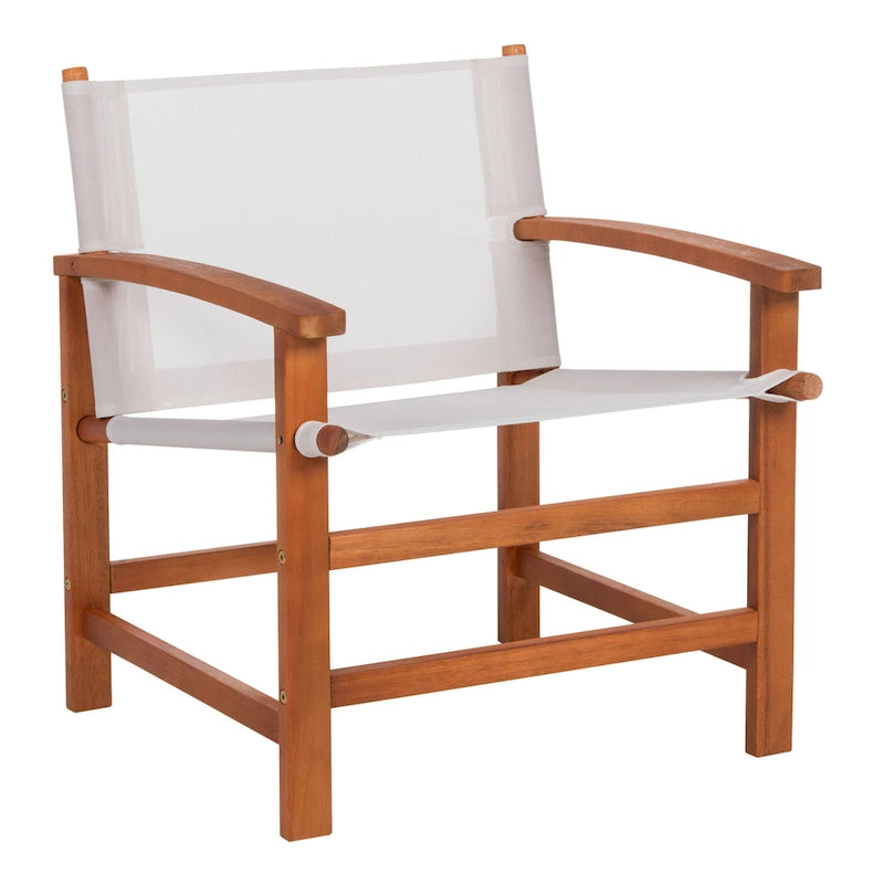 5-Piece Eucalyptus Wood Patio Dining Set for 4 People 4 Armchairs 1 Table