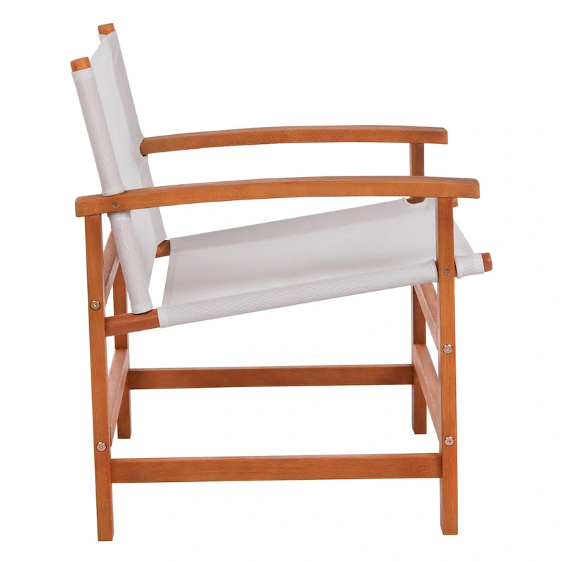 5-Piece Eucalyptus Wood Patio Dining Set for 4 People 4 Armchairs 1 Table