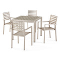 5-Piece Aluminum Dining Set Silver for 4 People Faux Wood Table 4 Chairs