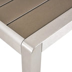 5-Piece Aluminum Dining Set Silver for 4 People Faux Wood Table 4 Chairs