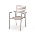 5-Piece Aluminum Dining Set Silver for 4 People Faux Wood Table 4 Chairs