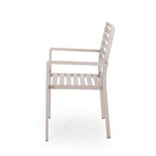 5-Piece Aluminum Dining Set Silver for 4 People Faux Wood Table 4 Chairs