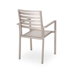 5-Piece Aluminum Dining Set Silver for 4 People Faux Wood Table 4 Chairs