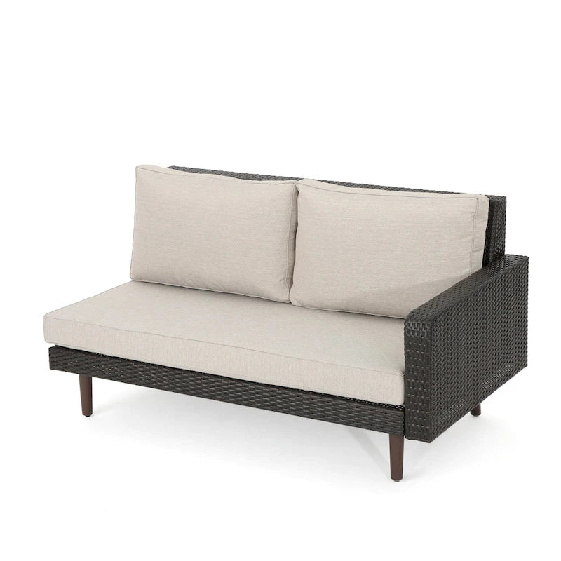 4-Piece Wicker Sectional Sofa Set with Cushions 1 Corner 2 Ends 1 Table