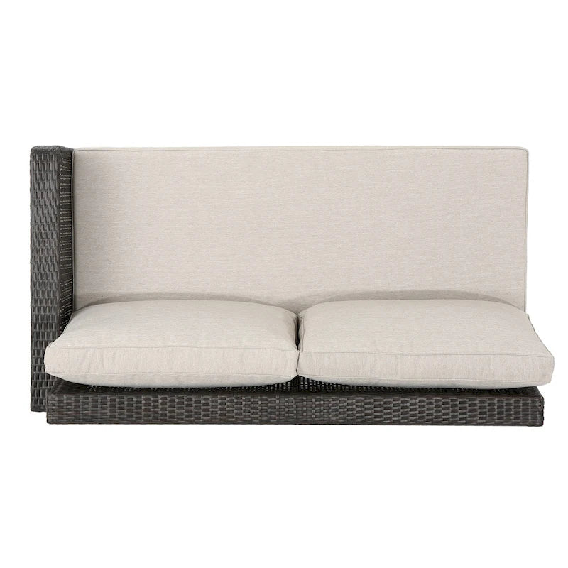 4-Piece Wicker Sectional Sofa Set with Cushions 1 Corner 2 Ends 1 Table