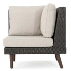 4-Piece Wicker Sectional Sofa Set with Cushions 1 Corner 2 Ends 1 Table