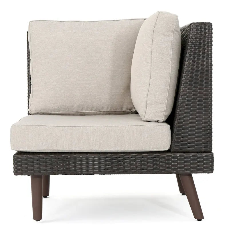 4-Piece Wicker Sectional Sofa Set with Cushions 1 Corner 2 Ends 1 Table