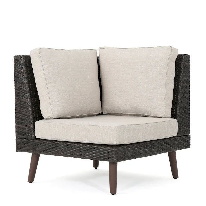 4-Piece Wicker Sectional Sofa Set with Cushions 1 Corner 2 Ends 1 Table