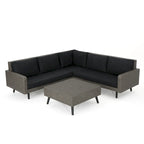4-Piece Wicker Sectional Sofa Set with Cushions 1 Corner 2 Ends 1 Table