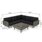 4-Piece Wicker Sectional Sofa Set with Cushions 1 Corner 2 Ends 1 Table