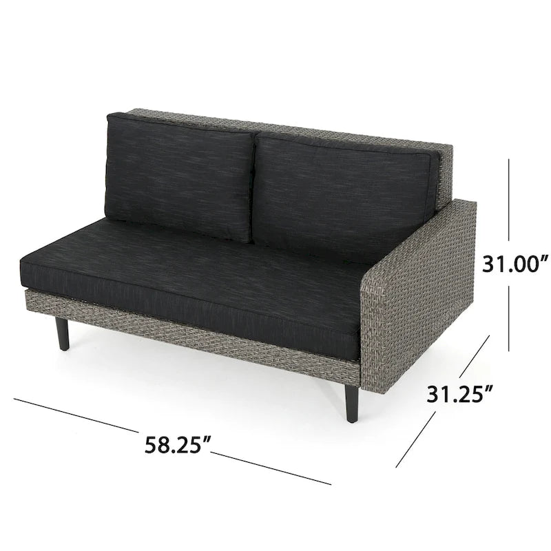 4-Piece Wicker Sectional Sofa Set with Cushions 1 Corner 2 Ends 1 Table
