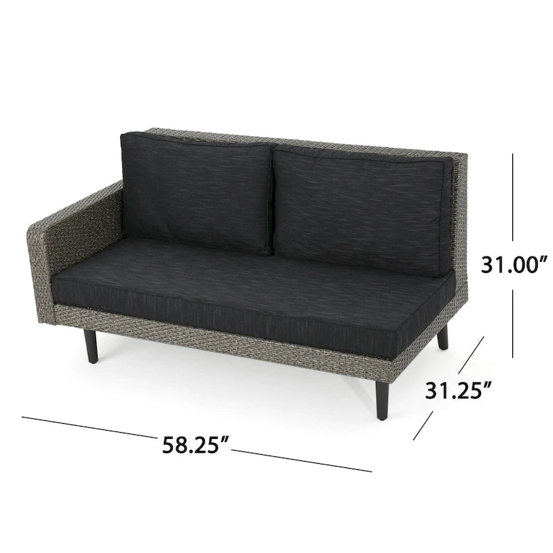 4-Piece Wicker Sectional Sofa Set with Cushions 1 Corner 2 Ends 1 Table