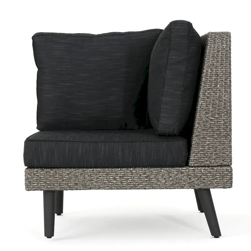 4-Piece Wicker Sectional Sofa Set with Cushions 1 Corner 2 Ends 1 Table