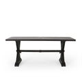 Outdoor Aluminum Dining Table Antique Matte Black with Umbrella Hole
