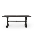 Outdoor Aluminum Dining Table Antique Matte Black with Umbrella Hole