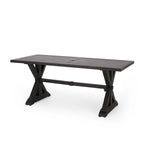 Outdoor Aluminum Dining Table Antique Matte Black with Umbrella Hole