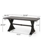 Outdoor Aluminum Dining Table Antique Matte Black with Umbrella Hole