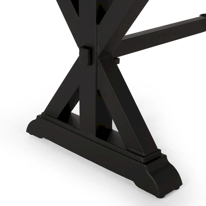 Outdoor Aluminum Dining Table Antique Matte Black with Umbrella Hole