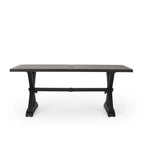Outdoor Aluminum Dining Table Antique Matte Black with Umbrella Hole