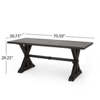 Outdoor Aluminum Dining Table Antique Matte Black with Umbrella Hole